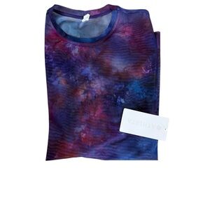 Athleta Purple Blue Tie-Dye Crew Neck Top